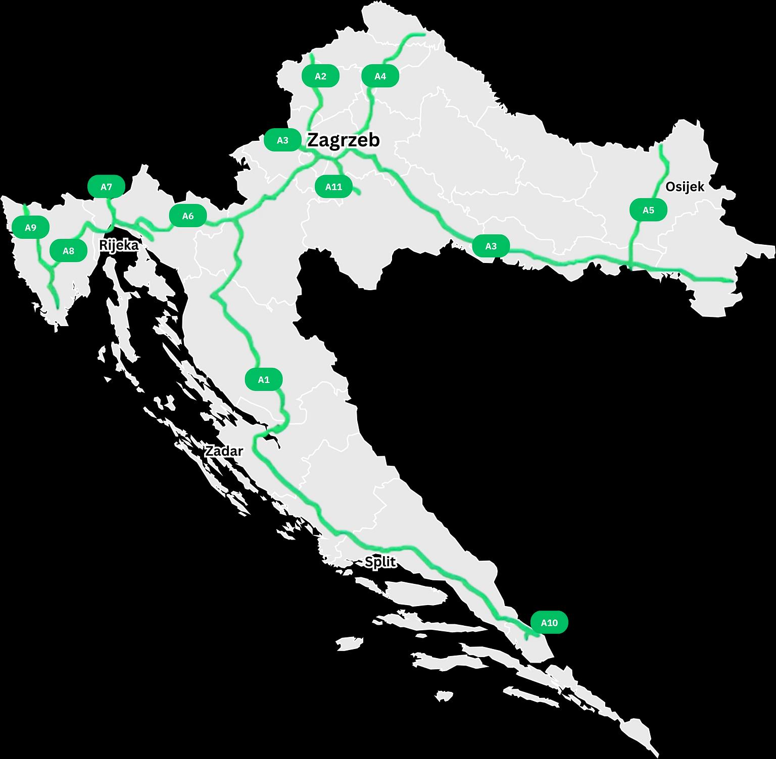 Highways Map of Croatia 2026