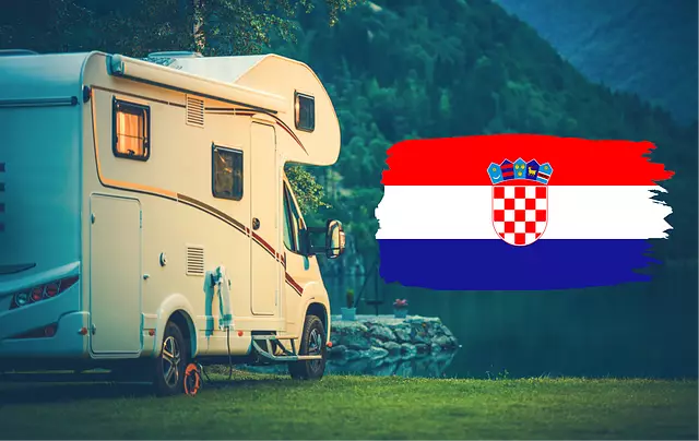 Camper van and Croatian flag photo | Source: Canva free