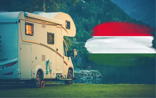 Camper van and Hungarian flag photo | Source: Canva free