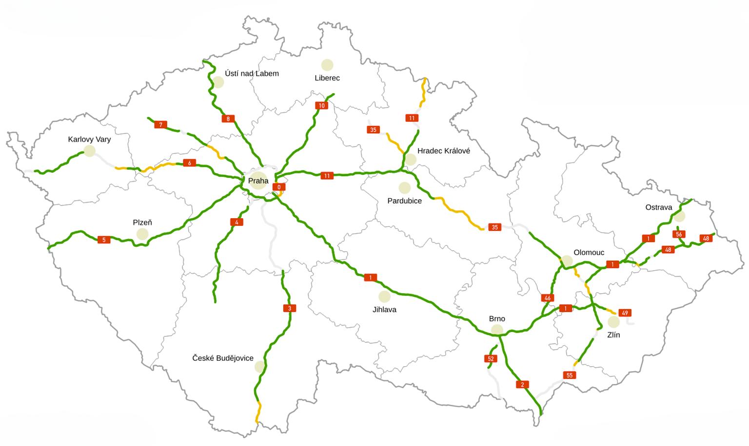Map of motorways in the Czech Republic | 2025