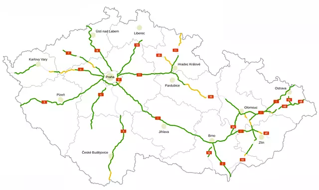 Mapa płatnych autostrad Czech 2025 | Źródło: ceskedalnice.cz