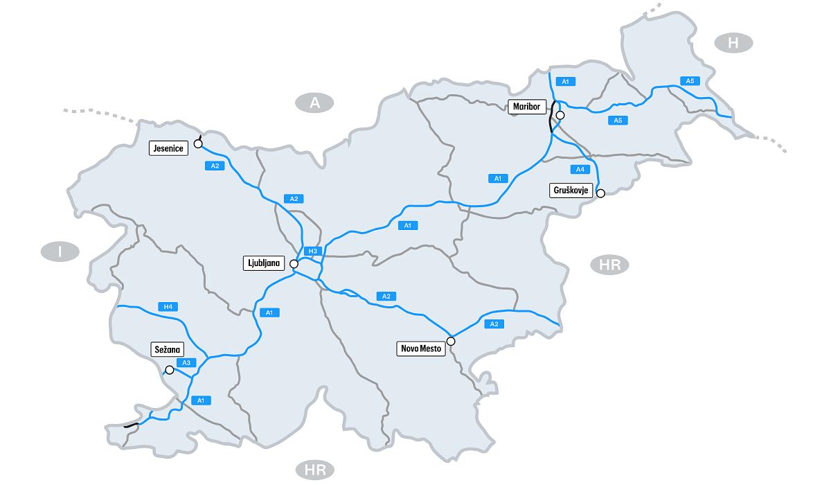 Map of toll roads in Slovenia