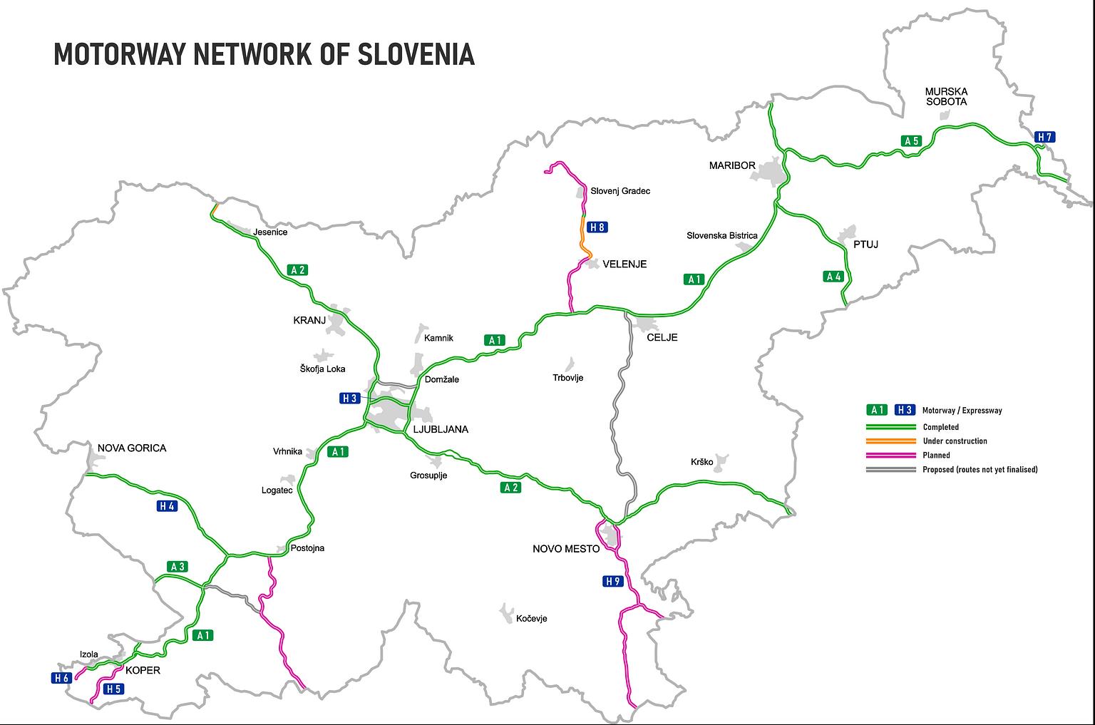 2025 Slovenia Toll Roads Map | Source: European Guy, Wikipedia