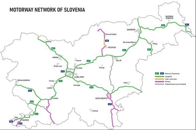 Slowenien Mautstraßenkarte 2025